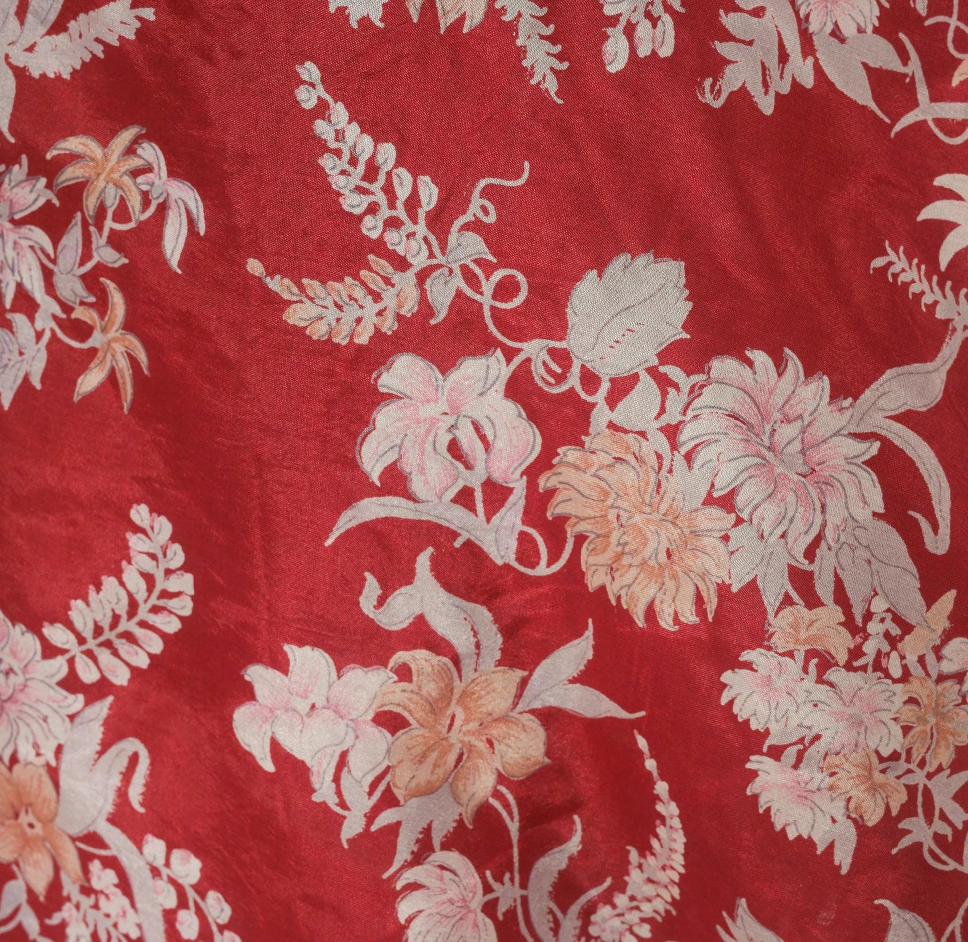 Y2K Kariza Silk Wrap Skirt Burgundy Floral Purple Double Layer Small Medium