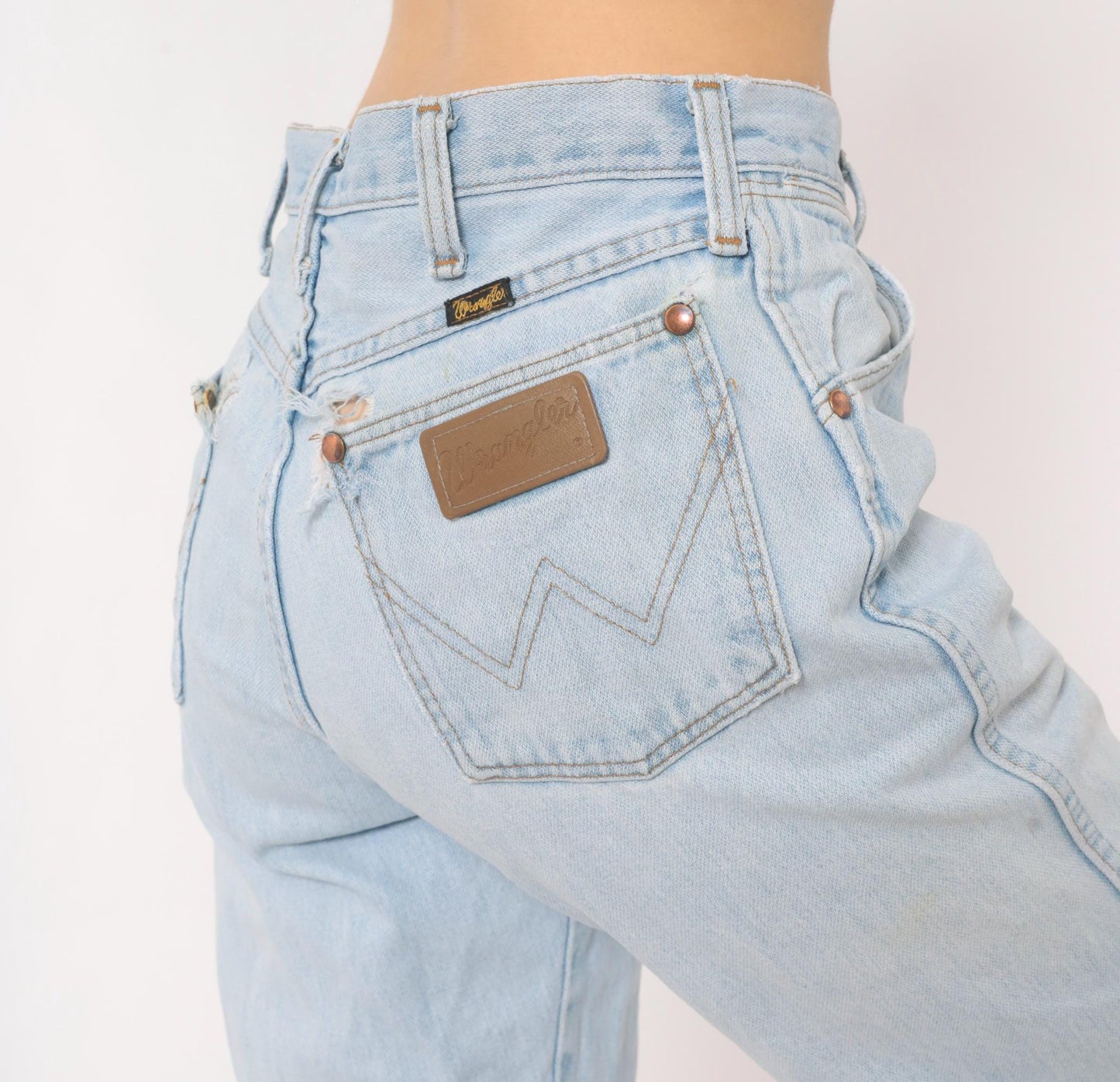 90s Wrangler Light Wash Straight Leg Jeans High Rise Cotton Denim Women's 29