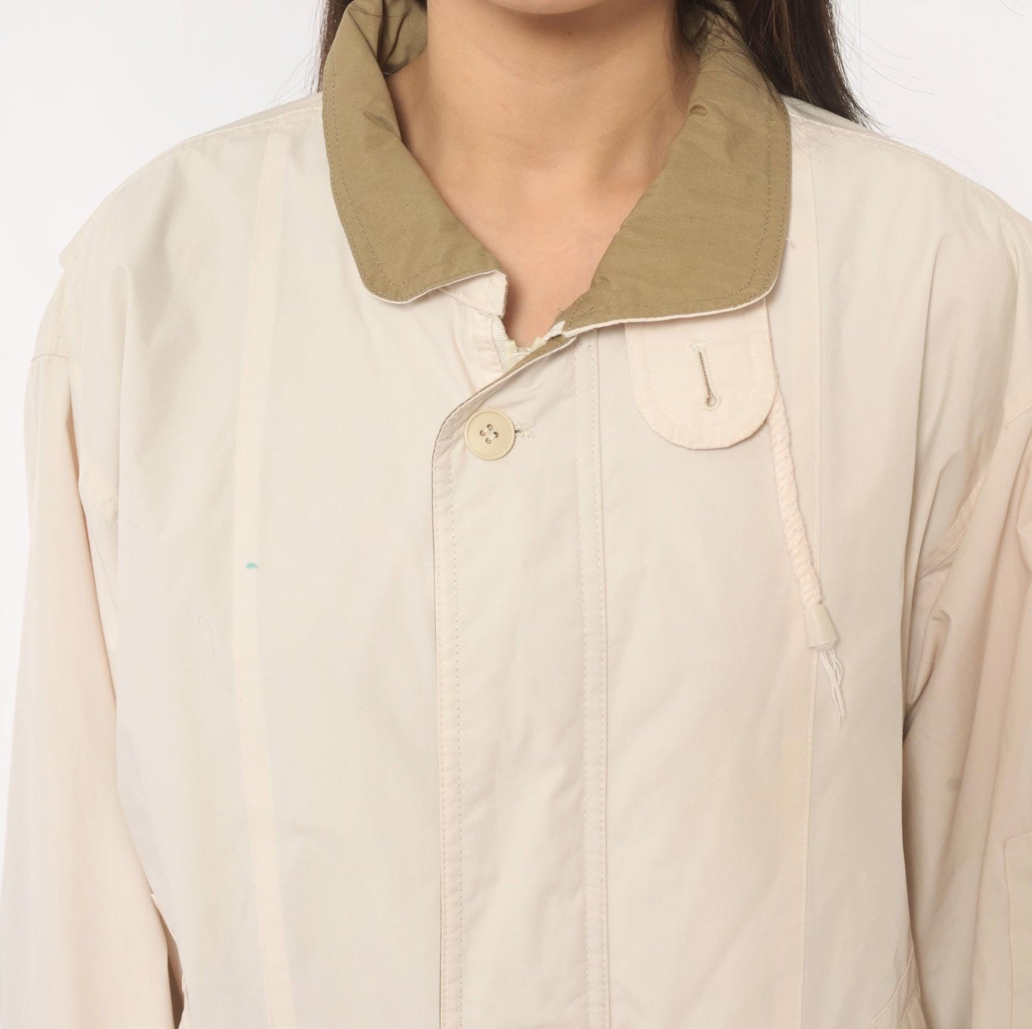 90s London Fog Windbreaker Jacket Cream Tan Collar Medium M