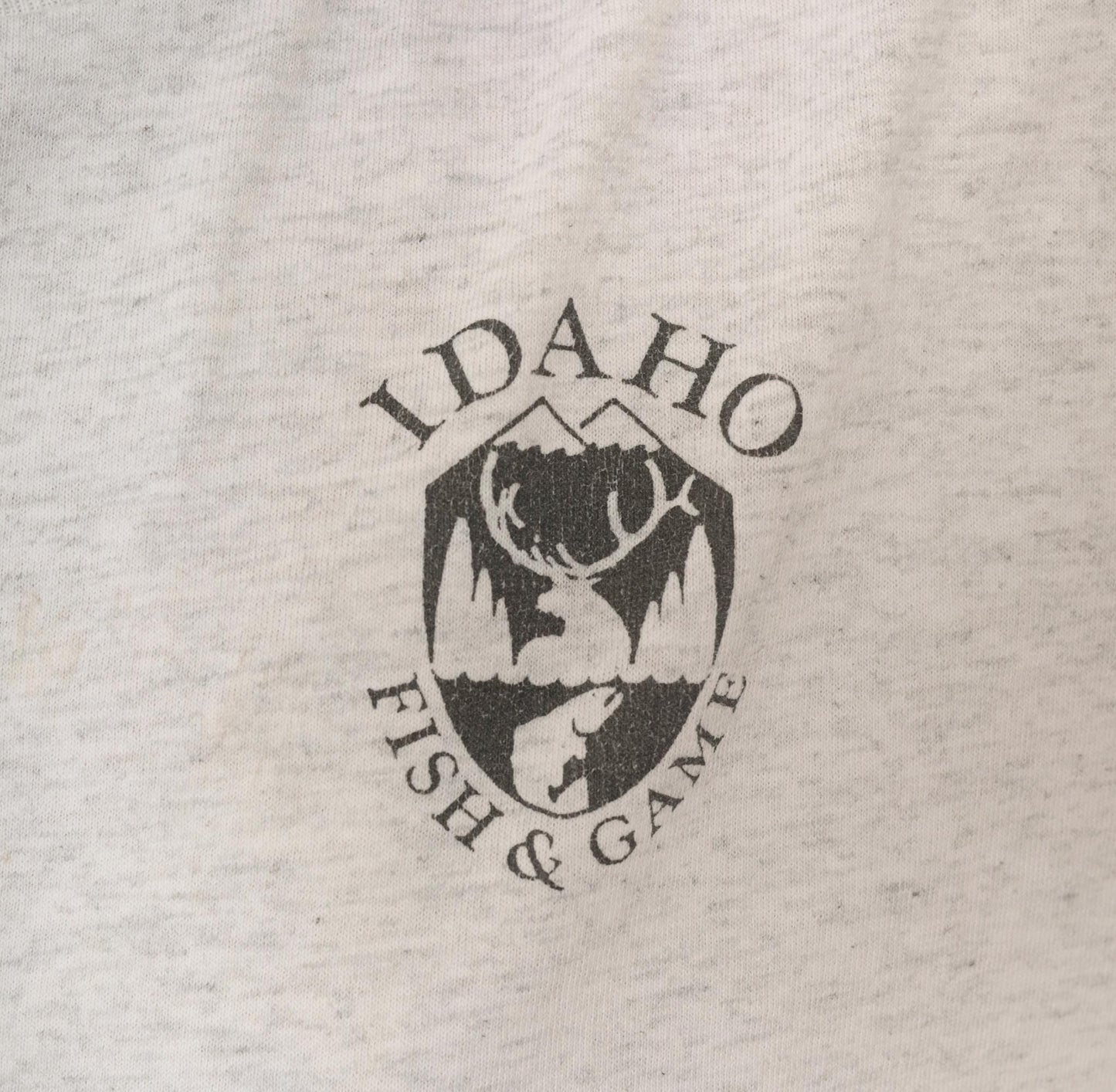 90s Idaho Fish And Game Graphic Tee Grey Cotton Crop Oneita Extra Large