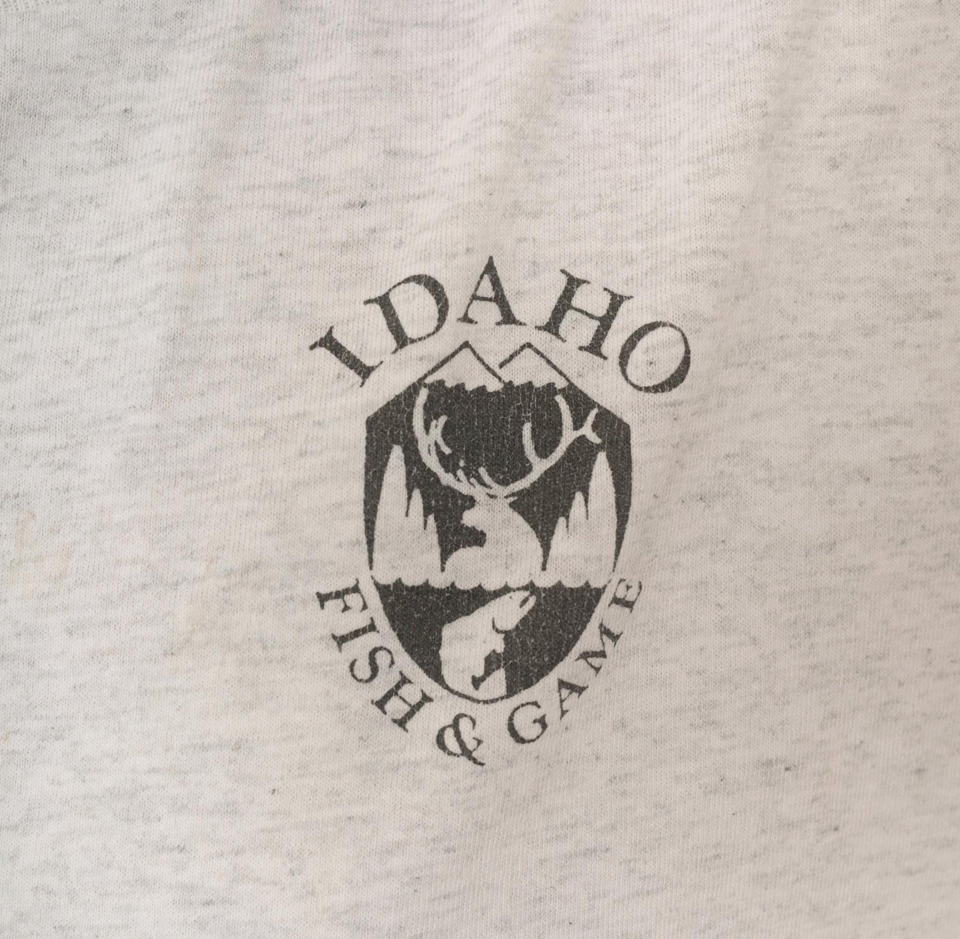 90s Idaho Fish And Game Graphic Tee Grey Cotton Crop Oneita Extra Large