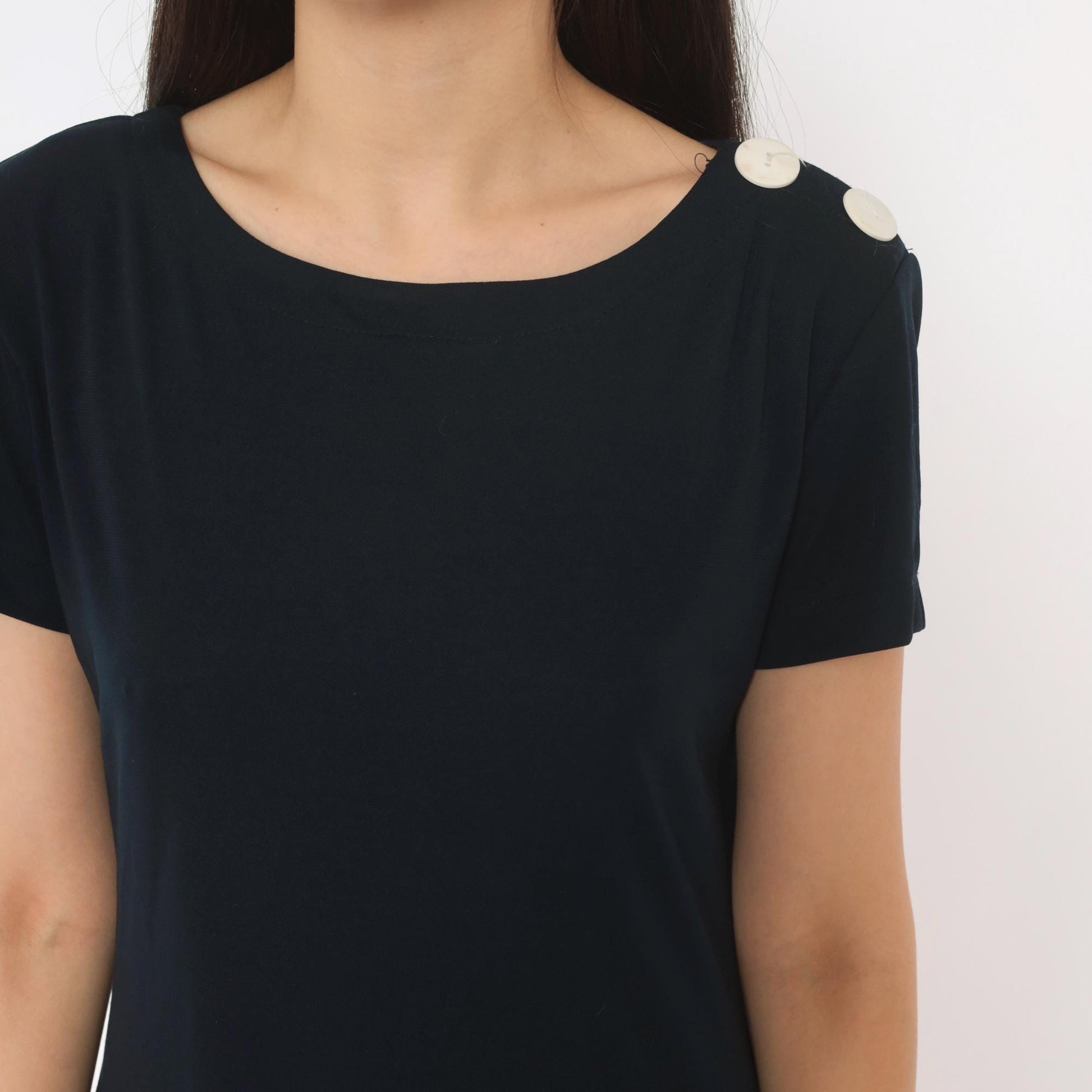 90s Robbie Bee Drop Waist Dress Navy Cream Pleated Colorblock Small