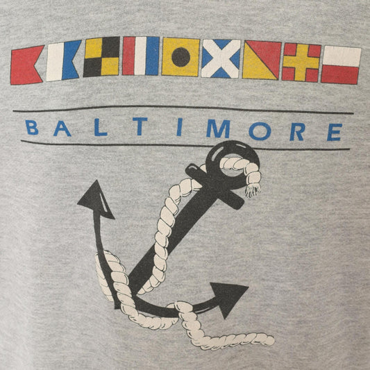 90s Fruit Of The Loom Baltimore Nautical Anchor Sweatshirt Grey Heather Extra Large