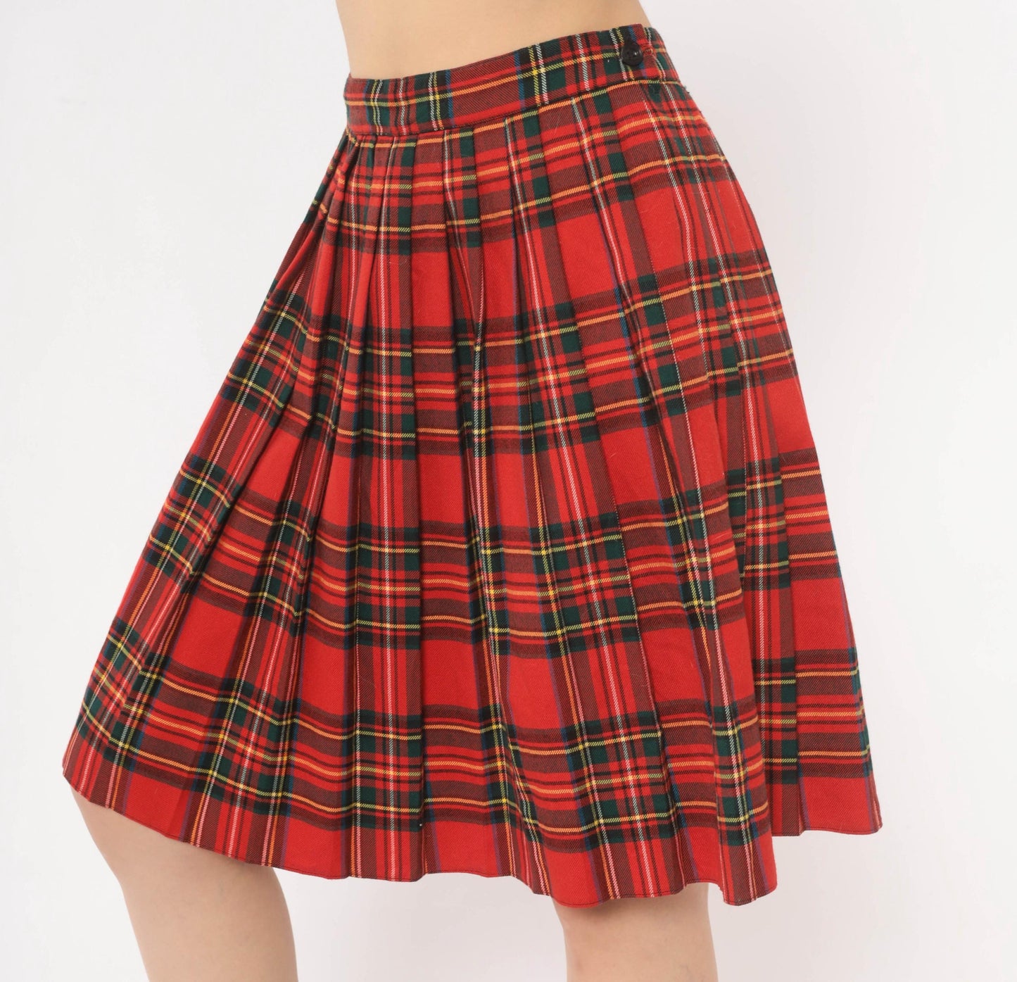 80s Limon Company Royal Stewart Tartan Pleated Skirt Red Small