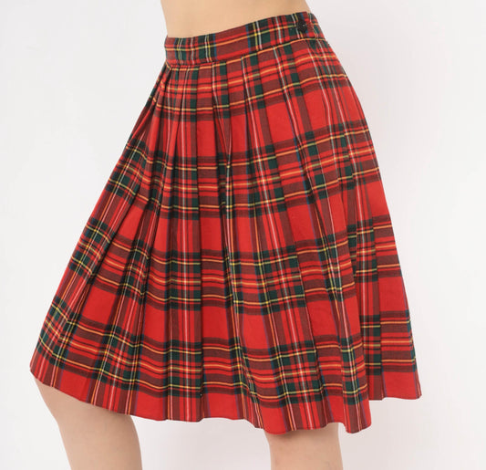 80s Limon Company Royal Stewart Tartan Pleated Skirt Red Small