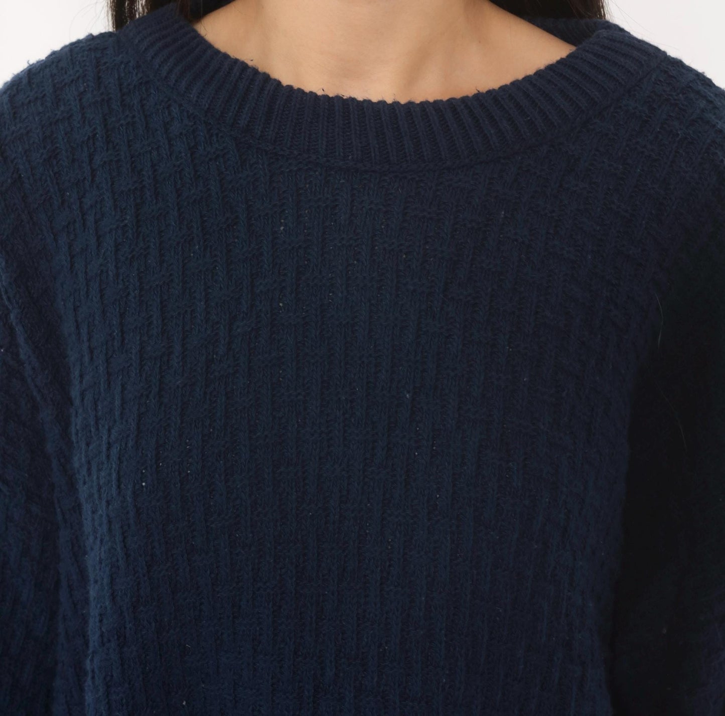 90s Van Heusen Navy Cable Knit Sweater Cotton Crewneck Pullover Large L