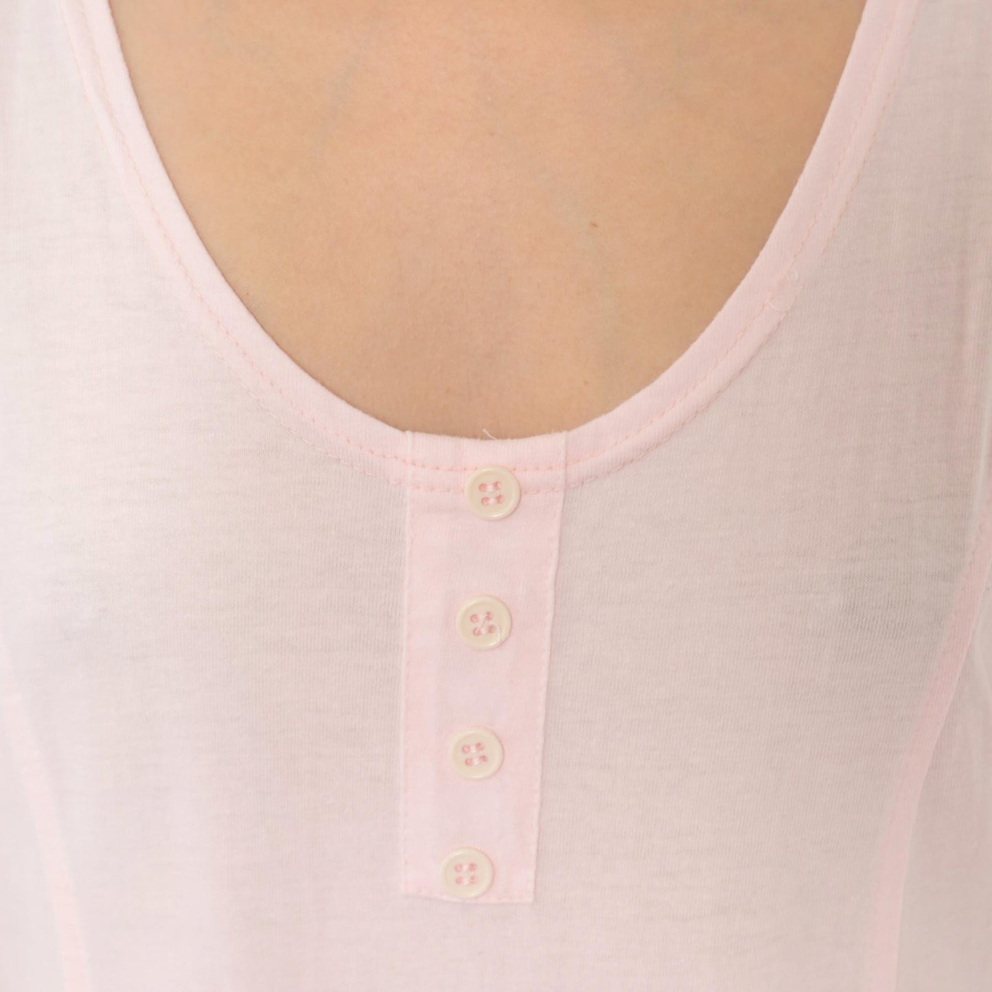90s Cest Joti Blush Cotton Sundress Drop Waist Henley Neckline Small