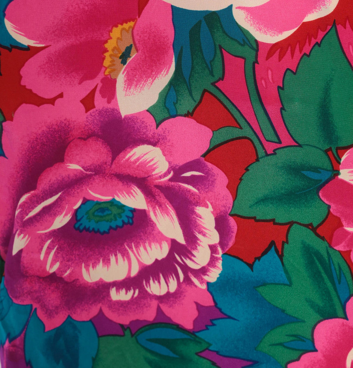 90s Heléne Sidel Silk Camp Collar Shirt Floral Fuchsia Small