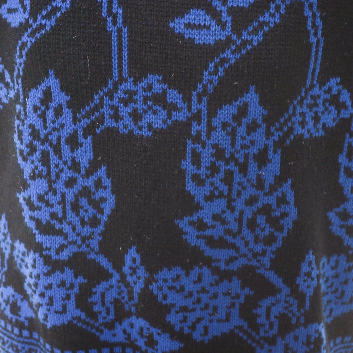 80s Jamie Scott Floral Knit Sweater Black Blue Rose Jacquard Medium