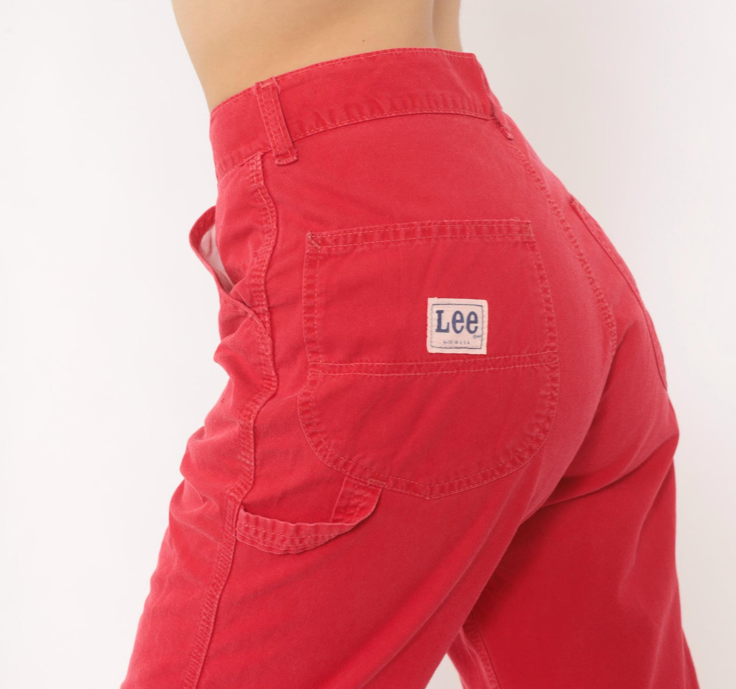 90s Lee Carpenter Pants Red Cotton High Rise Straight Leg Small S