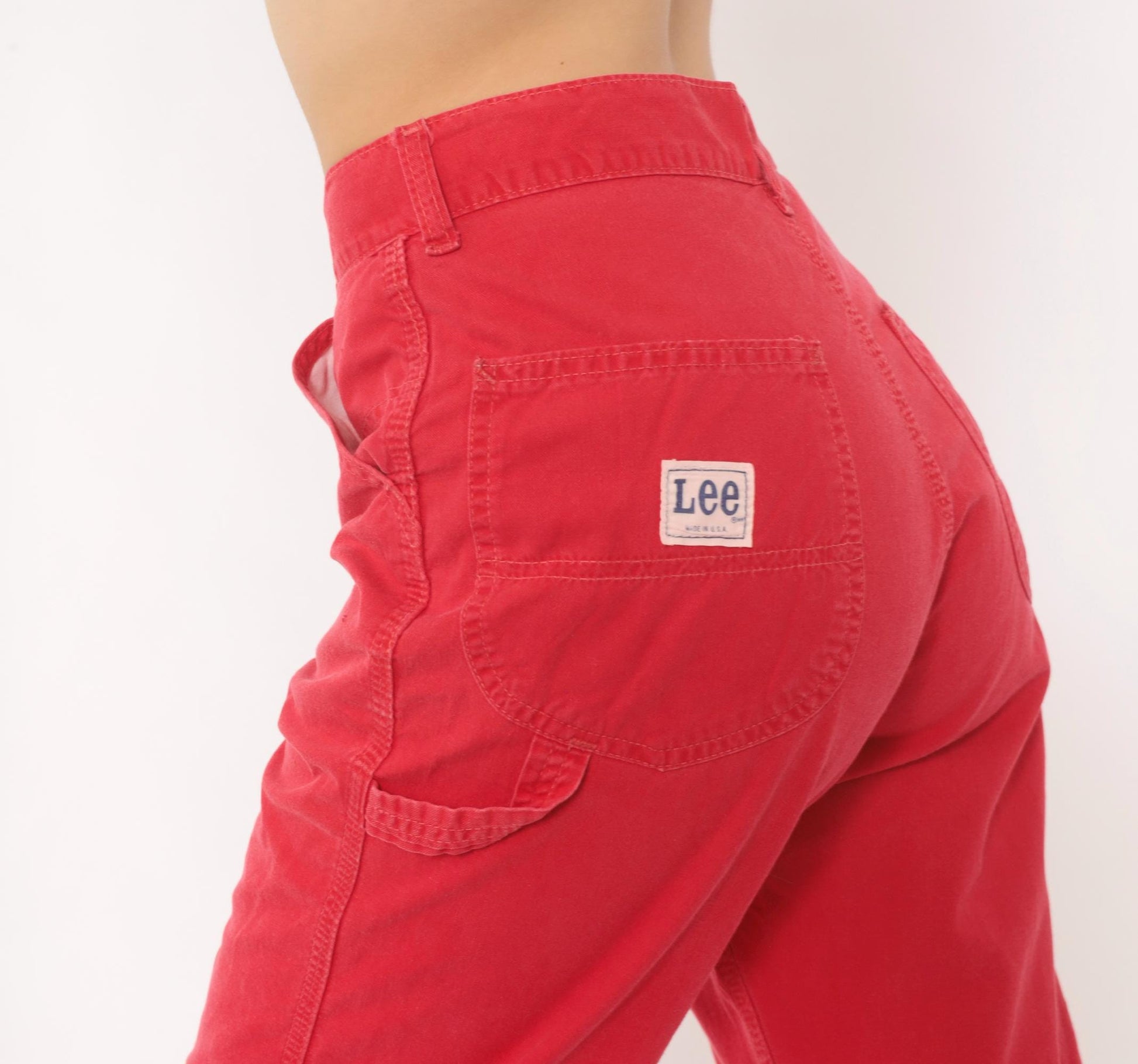 90s Lee Carpenter Pants Red Cotton High Rise Straight Leg Small S
