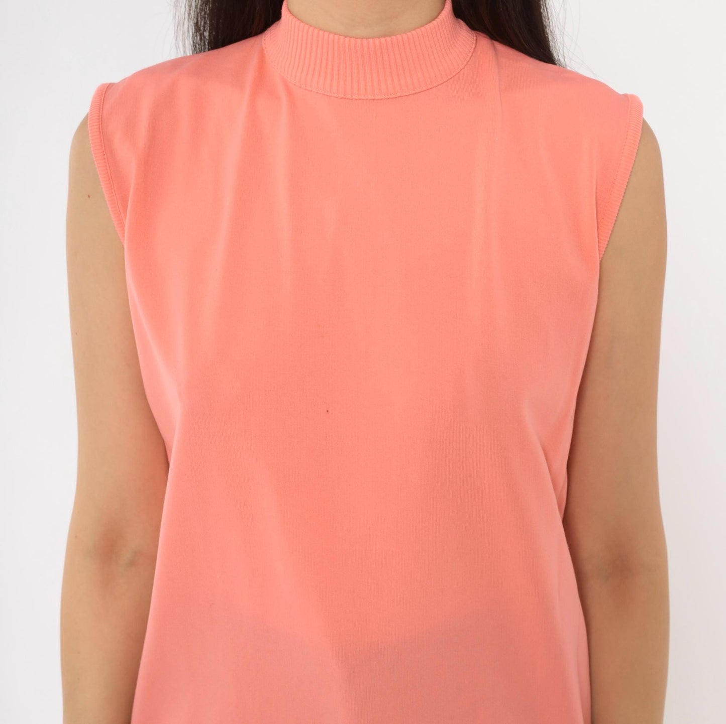 70s Booth Bay Coral Tank Top Mock Neck Sleeveless Blouse Large L