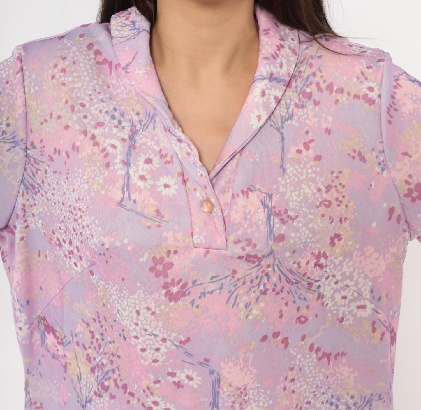 70s Lady Blair Floral Shift Dress Pink Lavender Watercolor Mini Extra Large