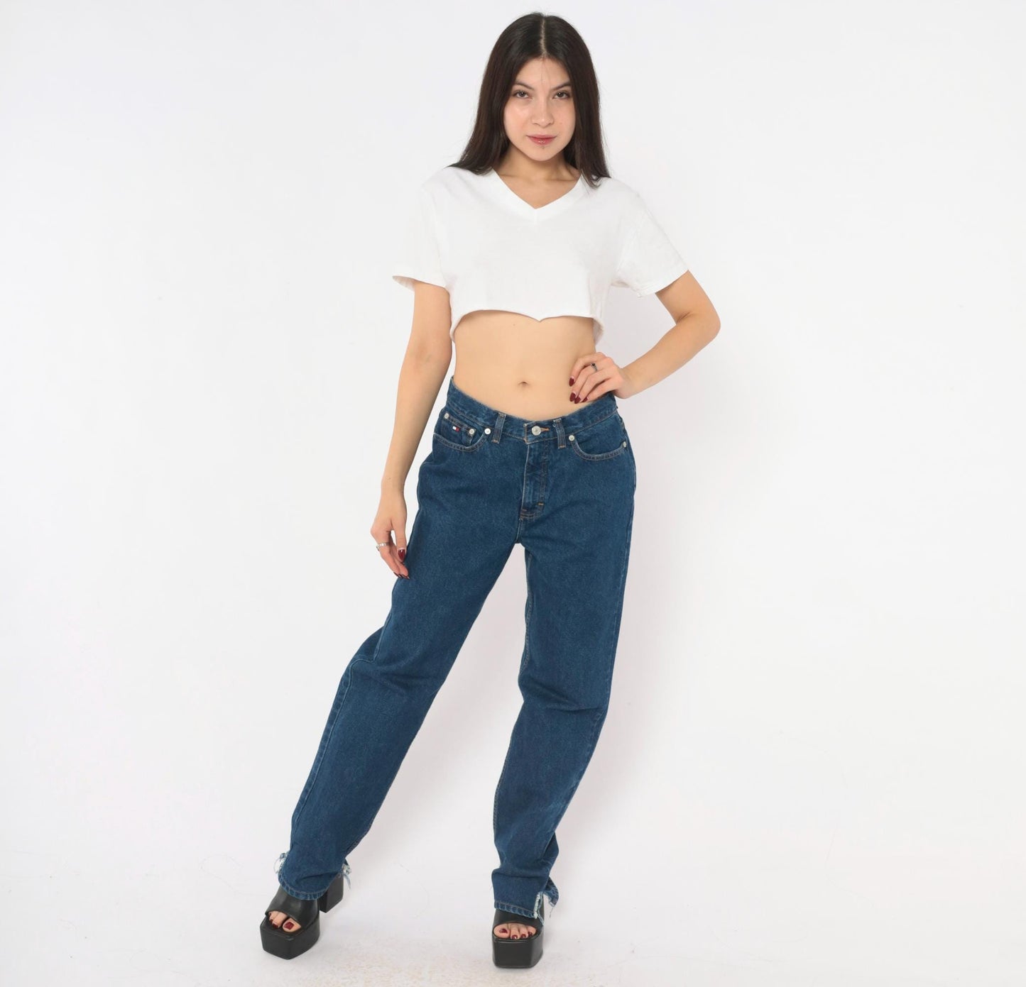 Tommy Hilfiger Dark Wash Straight Leg High Rise Mom Jeans Medium M