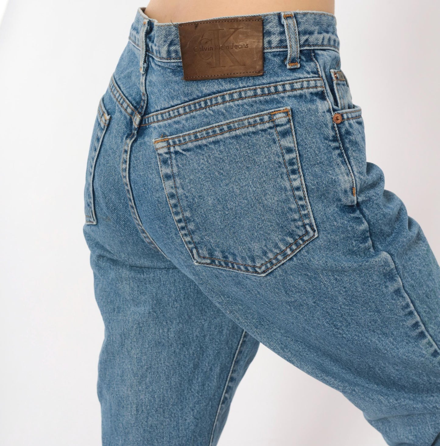 90s Calvin Klein High-Waist Straight Jeans Medium Wash Blue Small S