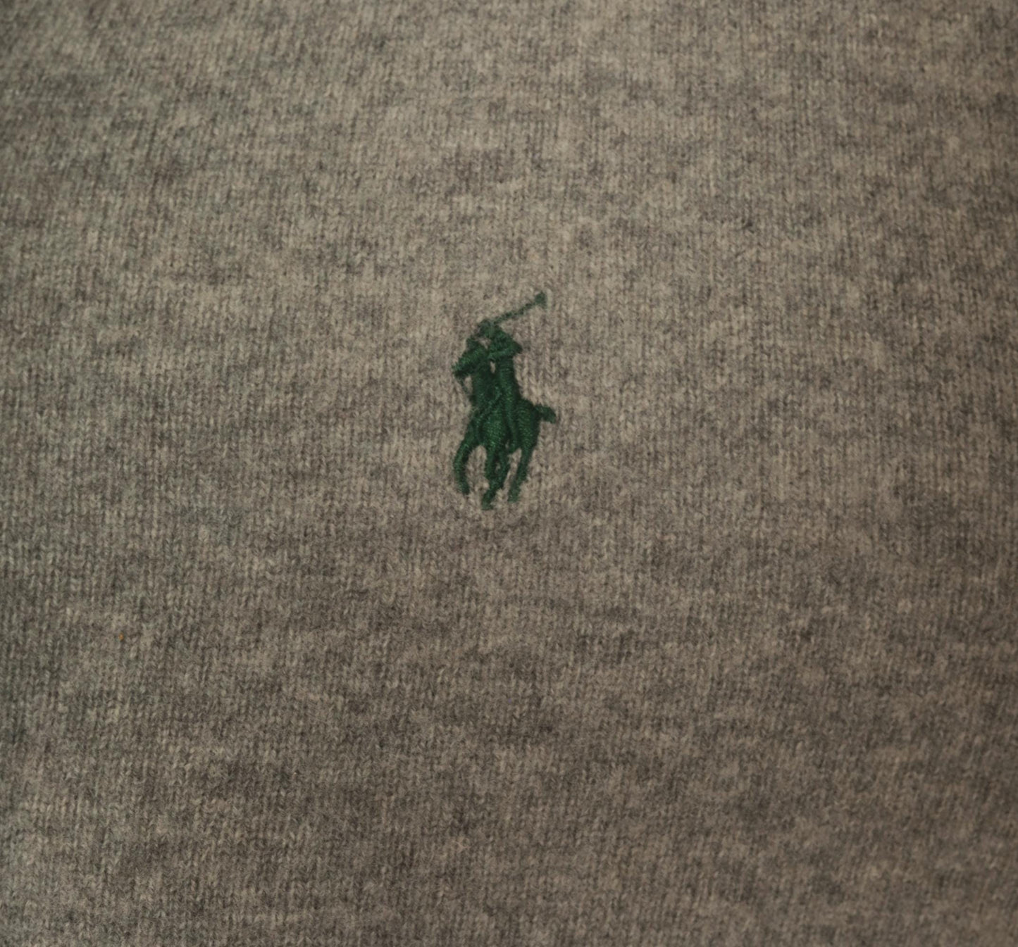 Y2K Ralph Lauren Grey Merino Wool V-Neck Sweater Distressed Large L