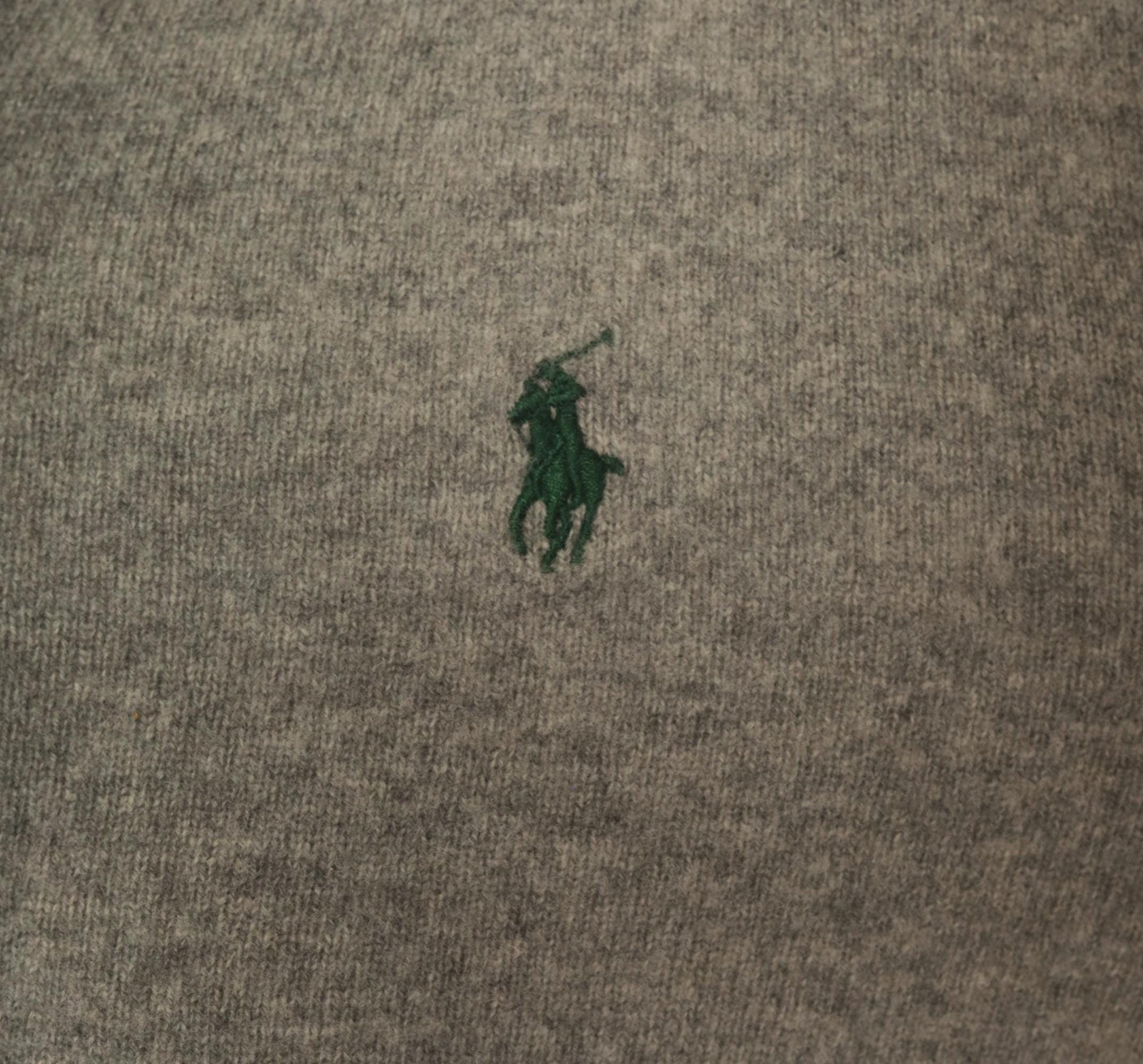 Y2K Ralph Lauren Grey Merino Wool V-Neck Sweater Distressed Large L