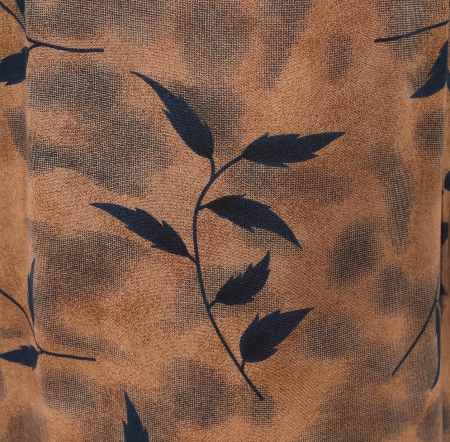 90s Miss Dorby Leaf Print Maxi Dress Tan Navy Sleeveless Medium M