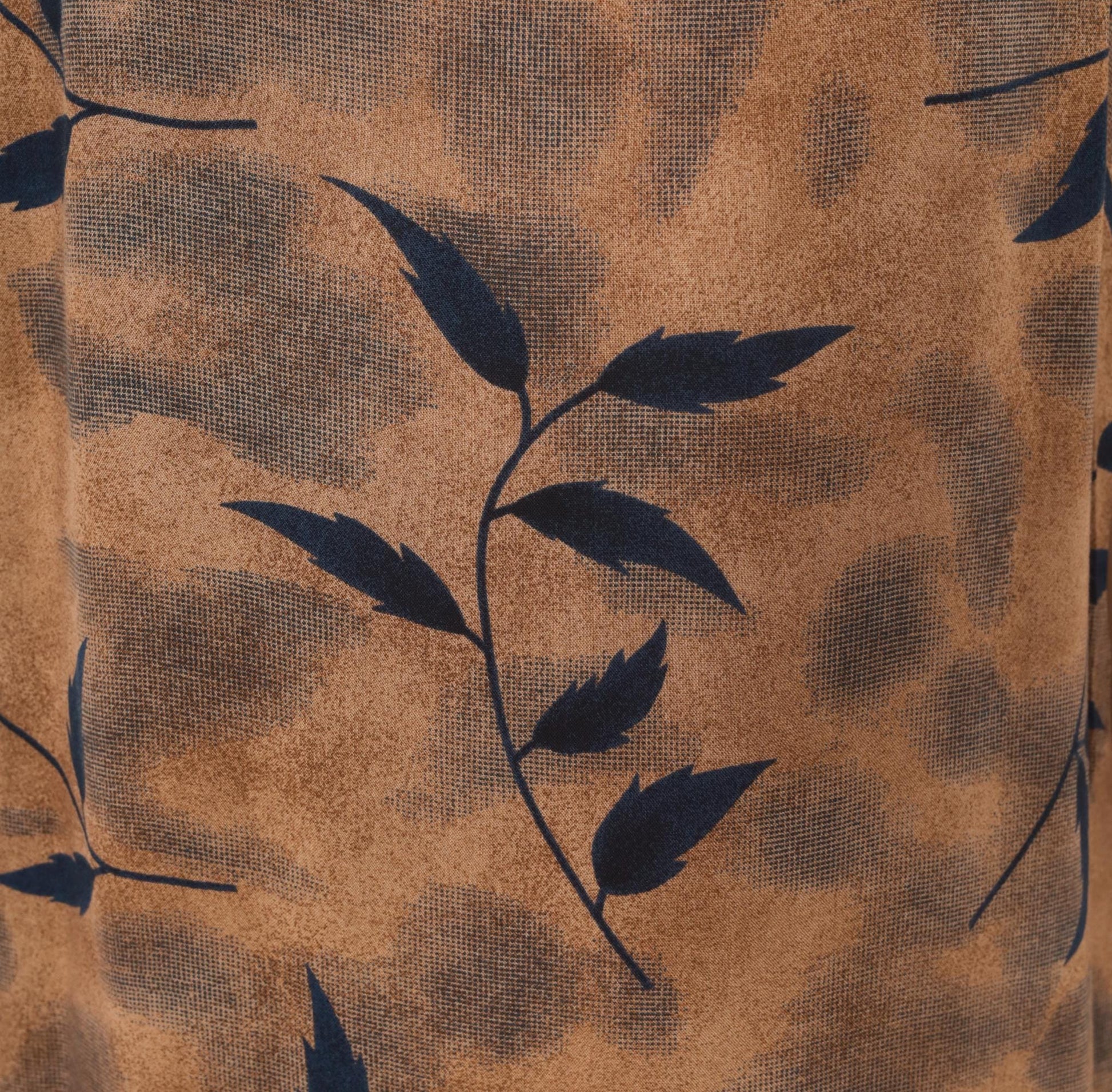 90s Miss Dorby Leaf Print Maxi Dress Tan Navy Sleeveless Medium M
