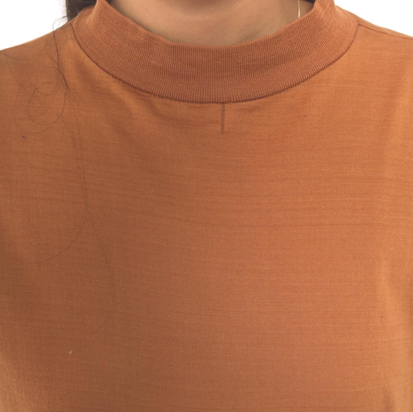80s The Men's Store Rust Mock Neck Crop Top Cotton Durene Large L