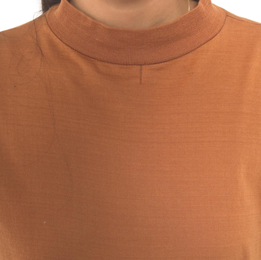 80s The Men's Store Rust Mock Neck Crop Top Cotton Durene Large L