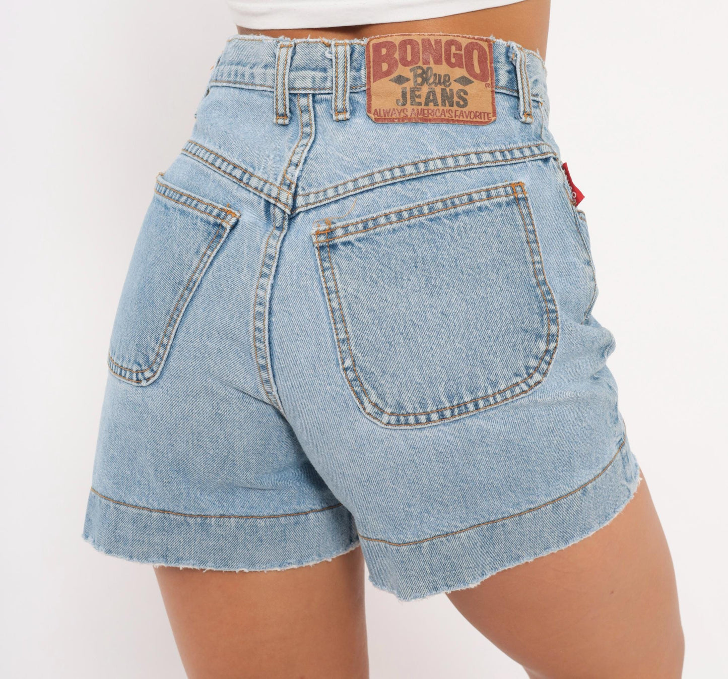 90s Bongo Blue Jeans Light Wash Cutoff Denim Shorts High Waisted Small 26