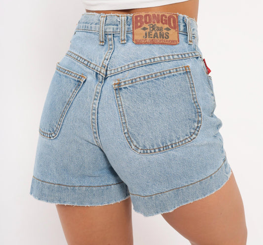 90s Bongo Blue Jeans Light Wash Cutoff Denim Shorts High Waisted Small 26