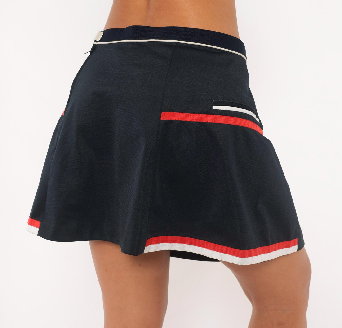 90s Fila Tennis Skirt Navy Pleated Mini Red White Stripe Trim Large L