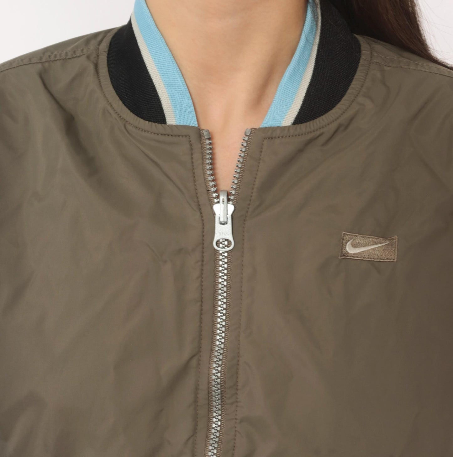 00s Nike Reversible Bomber Windbreaker Grey Fleece Taupe Colorblock Small