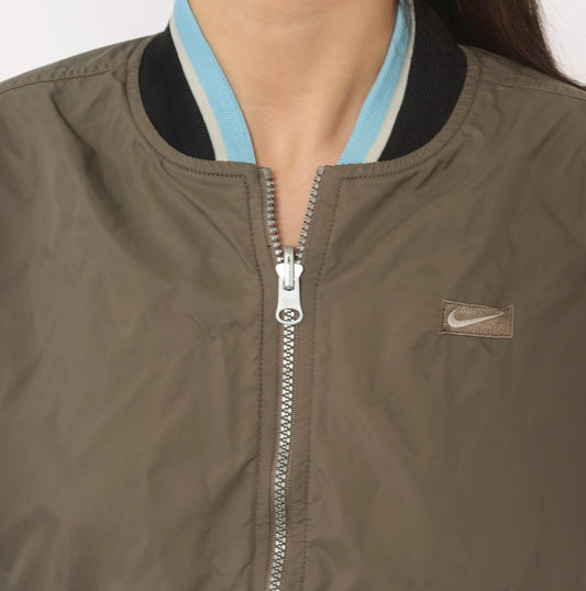 00s Nike Reversible Bomber Windbreaker Grey Fleece Taupe Colorblock Small