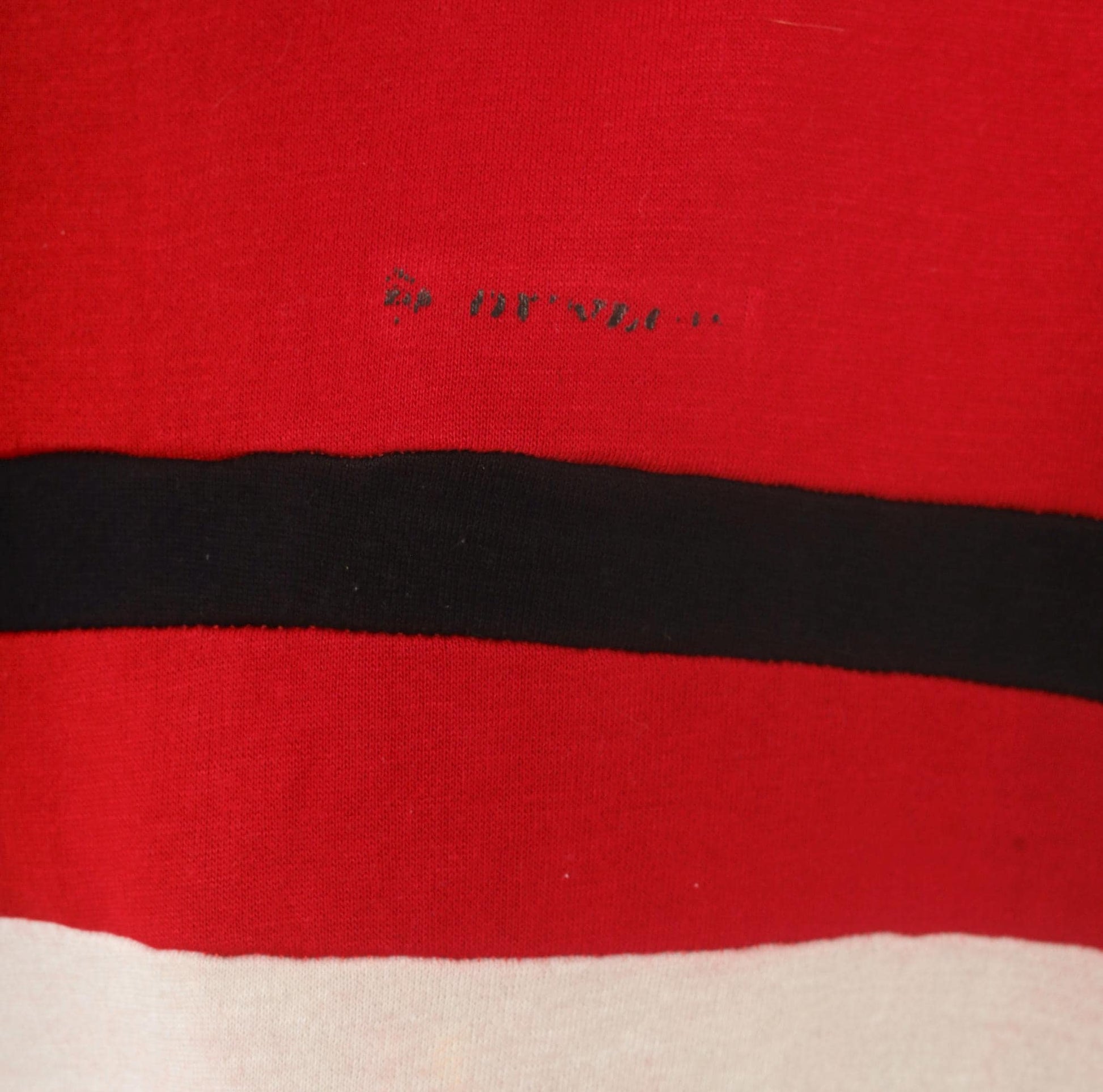 80s Dunlop Color Block Sweatshirt Red Cream Black Stripe Drop Shoulder Large
