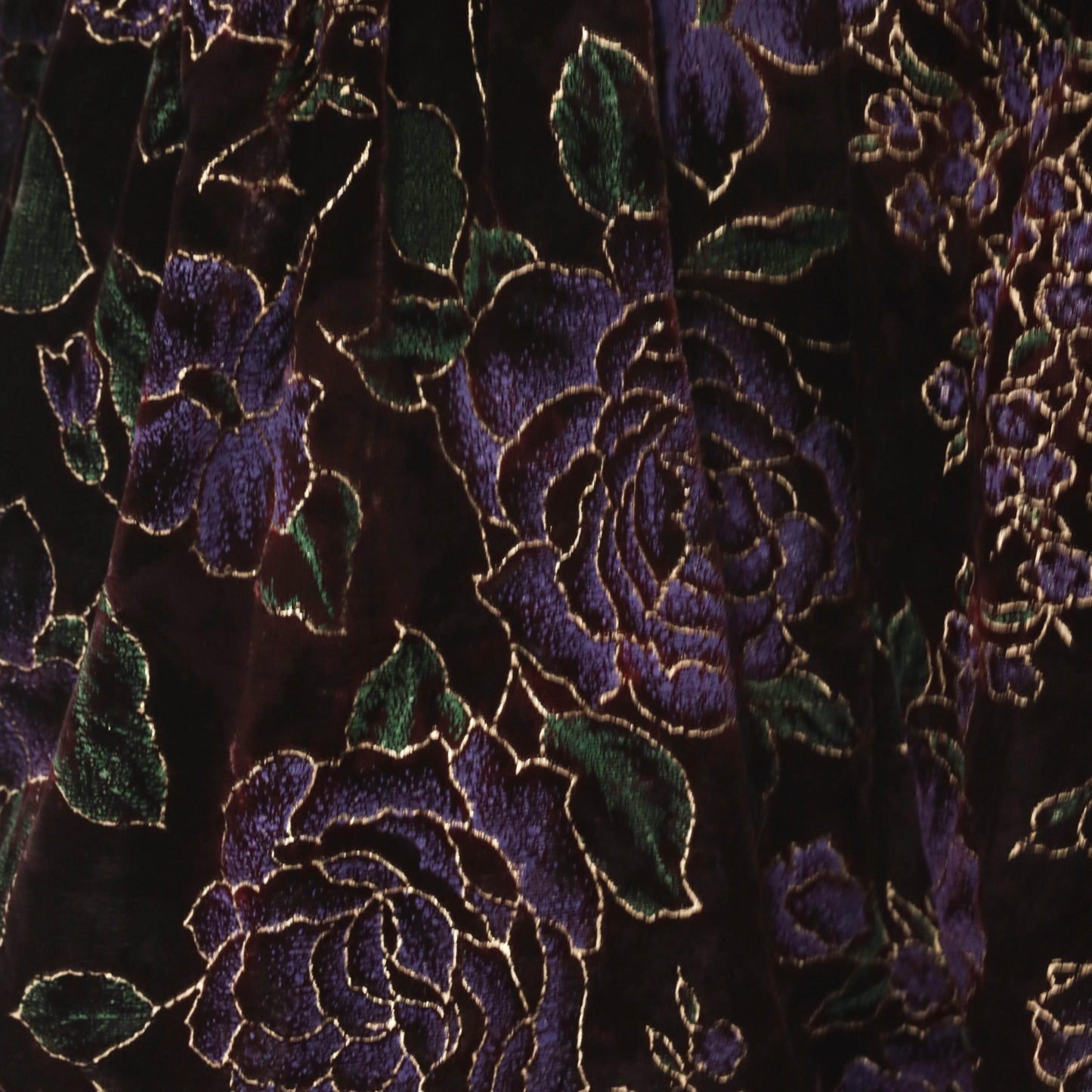 90s Scott Mcclintock Black Velvet Drop Waist Dress Purple Floral Open Back Large