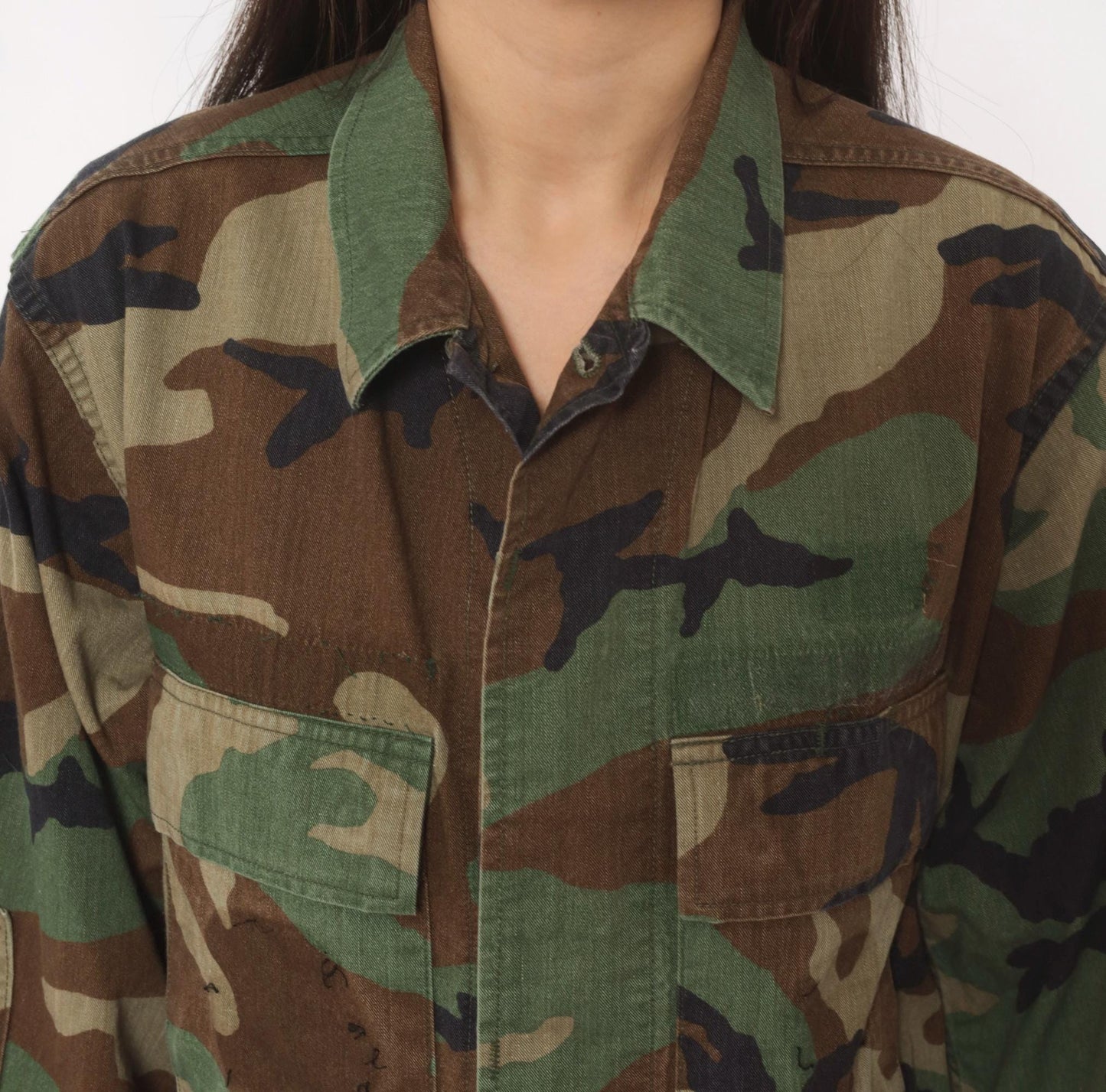 90s Woodland Camo BDU Shirt Terry Manufacturing Co Button Front Small