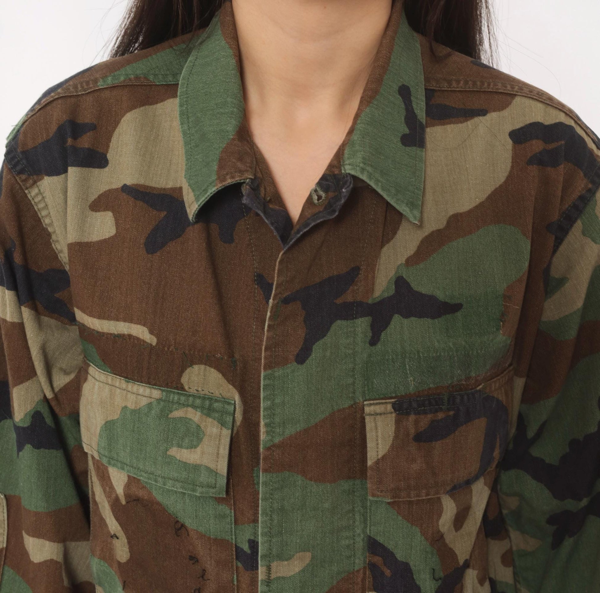 90s Woodland Camo BDU Shirt Terry Manufacturing Co Button Front Small