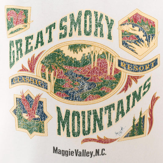 90s Great Smoky Mountains Fruit Of The Loom Crewneck Sweatshirt White Medium M