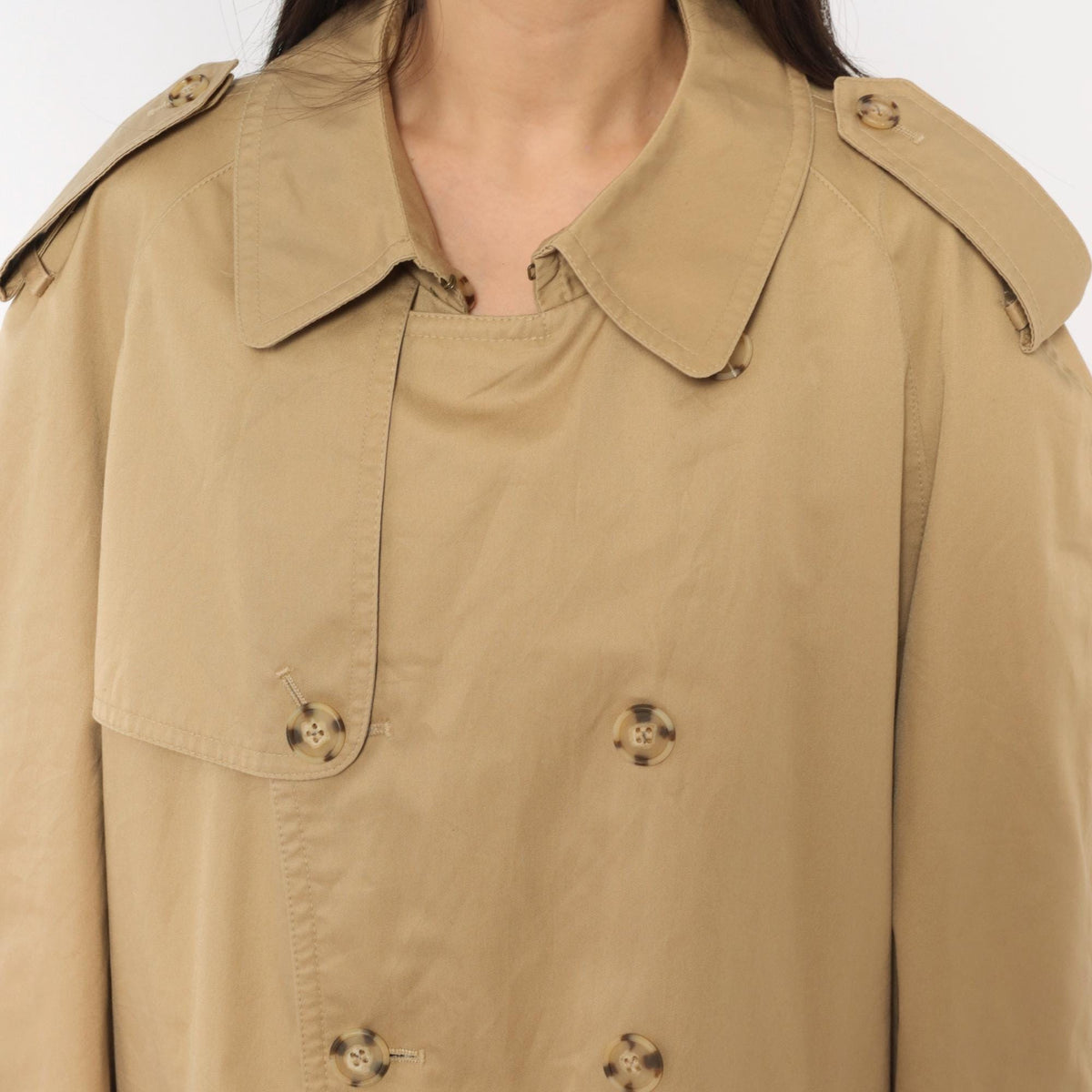 80s Tan Trench Coat Double Breasted Nova Check Lining Mens Medium