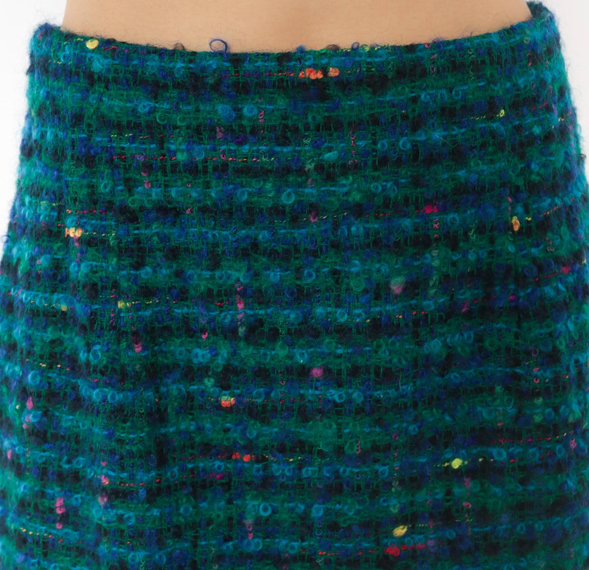 2000s Jones New York Teal Bouclé Pencil Skirt Wool Mohair Knee Length Small