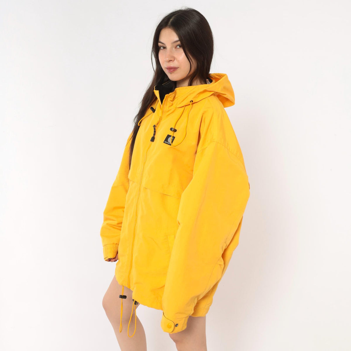 2000s Carhartt Yellow Hooded Windbreaker Jacket Storm Flap XXL