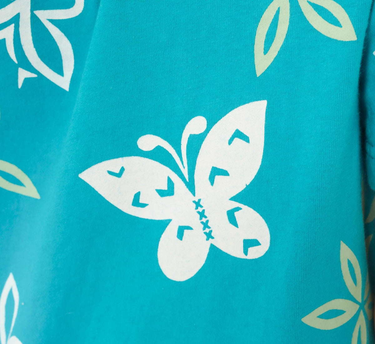 90s M. Mac Butterfly Shift Dress Teal Cotton Knee-Length Pockets Small S