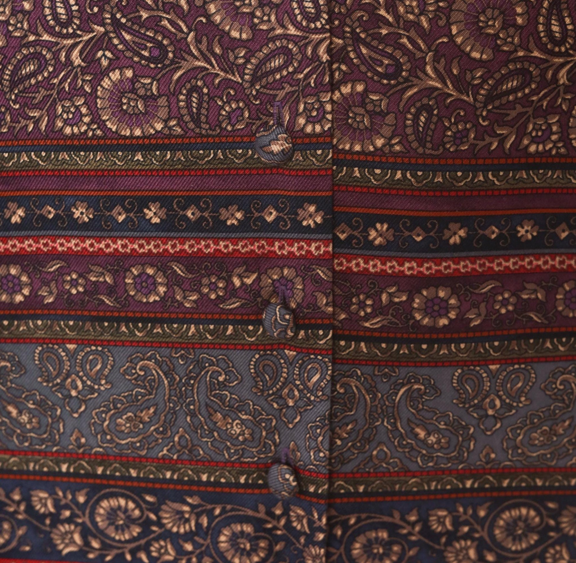 90s Talbots Paisley Silk Vest V-Neck Plum Navy Jacquard Medium M