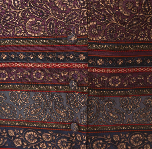 90s Talbots Paisley Silk Vest V-Neck Plum Navy Jacquard Medium M