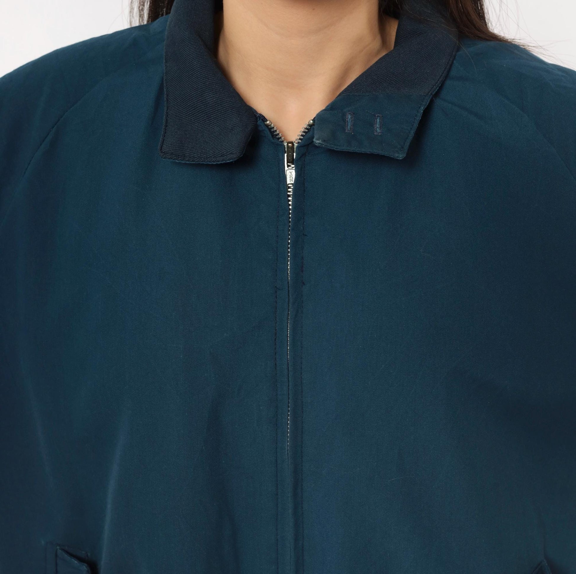 80s Sportsmaster Navy Harrington Bomber Jacket Zip Front Large L