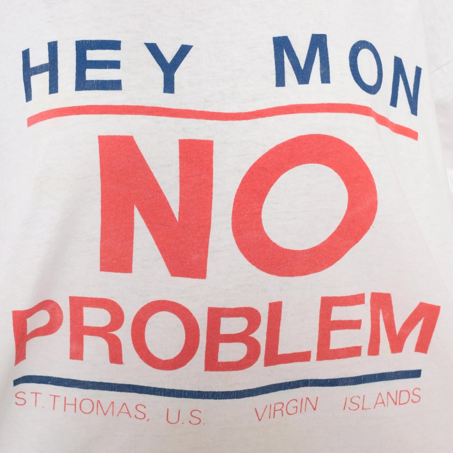 90s Hey Mon No Problem St Thomas Virgin Islands Graphic Tee White Cotton XL