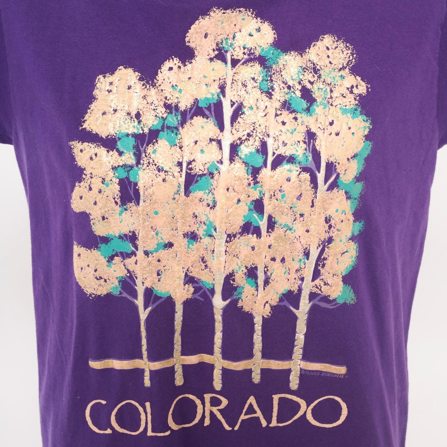90s Colorado Aspen Trees Graphic Tee Fruit Of The Loom Purple Cotton Medium