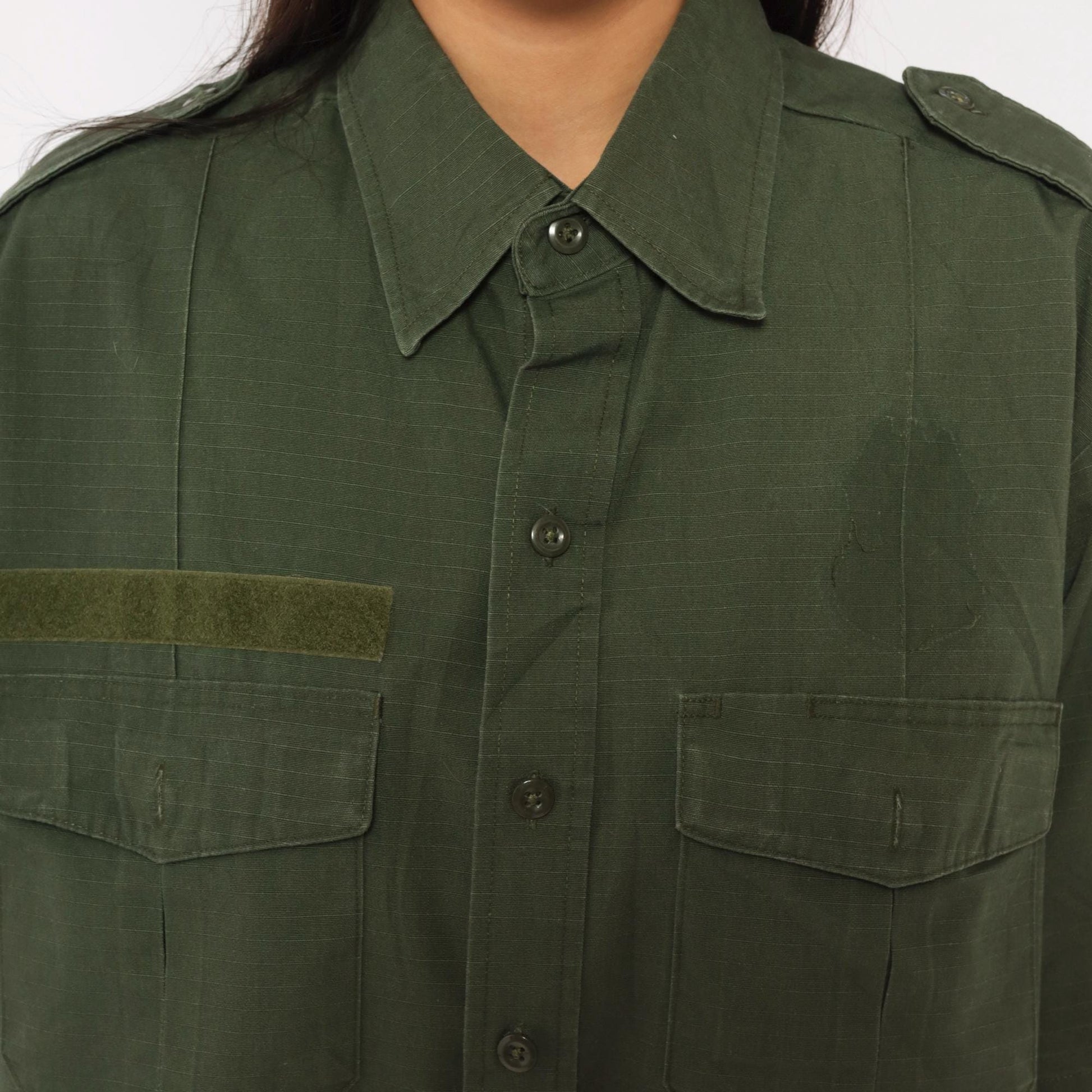 90s Camco Military Shirt Olive Green Button-Up Utility Epaulette Extra Large