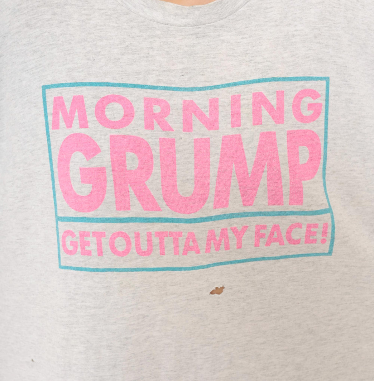 90s Cigli Slogan T-Shirt Dress Grey Heather Cotton Pink Teal Print Small