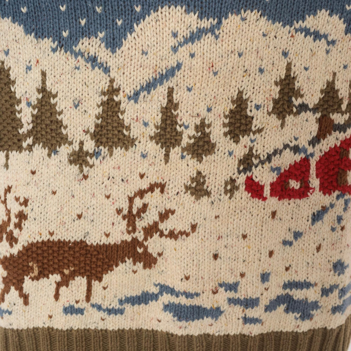 90s Liz Claiborne Hand Knit Reindeer Sweater Red Shawl Collar Small
