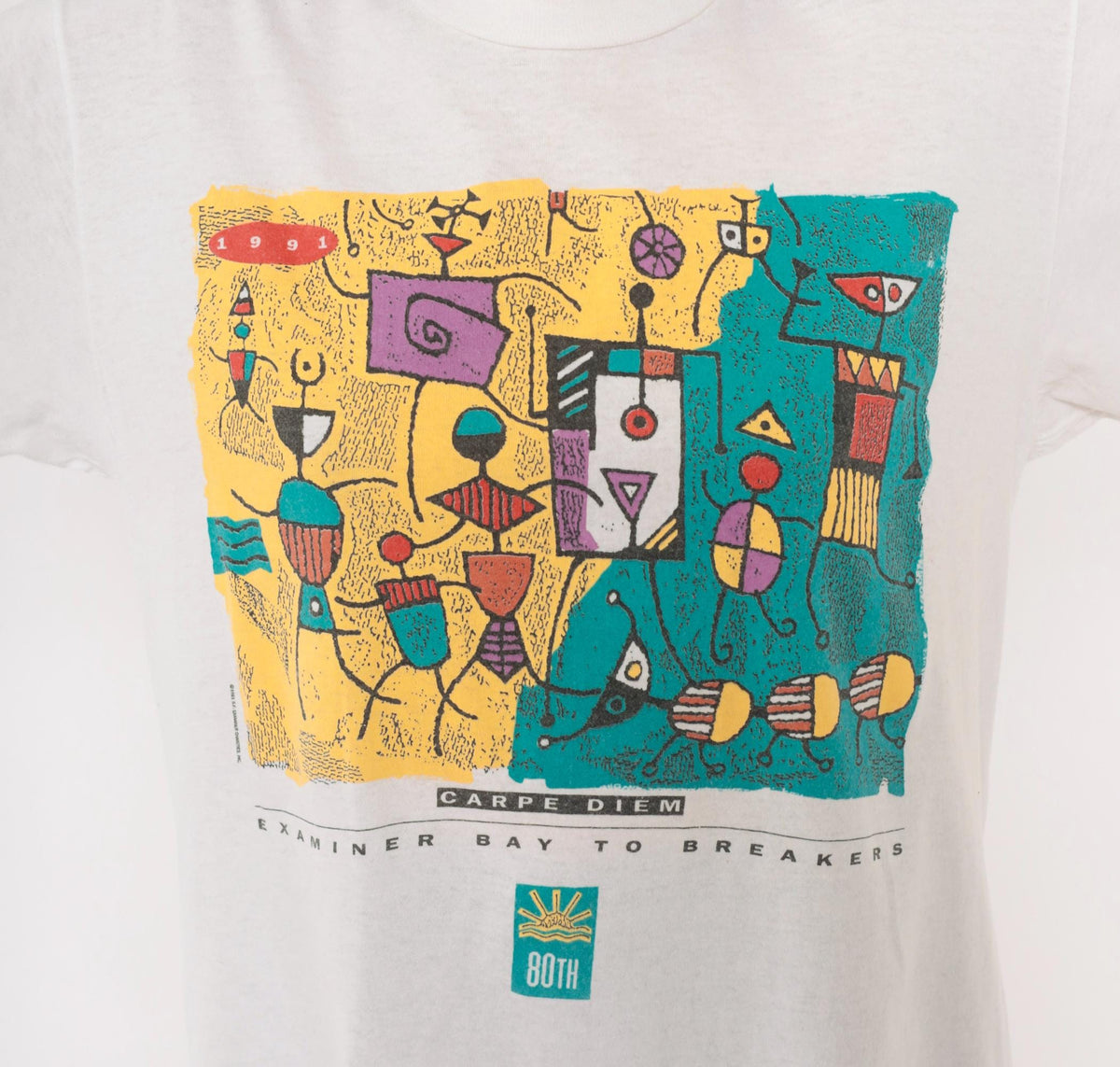 90s Bay To Breakers 1991 San Francisco Graphic Tee White Cotton Large