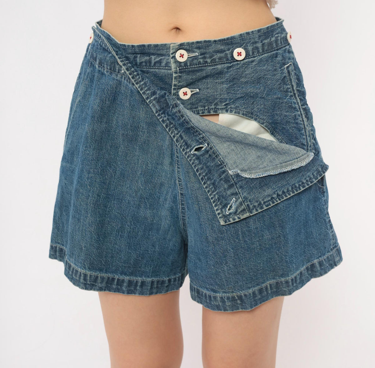 Y2K Ralph Lauren Denim Shorts Blue High Waist Cotton Medium M