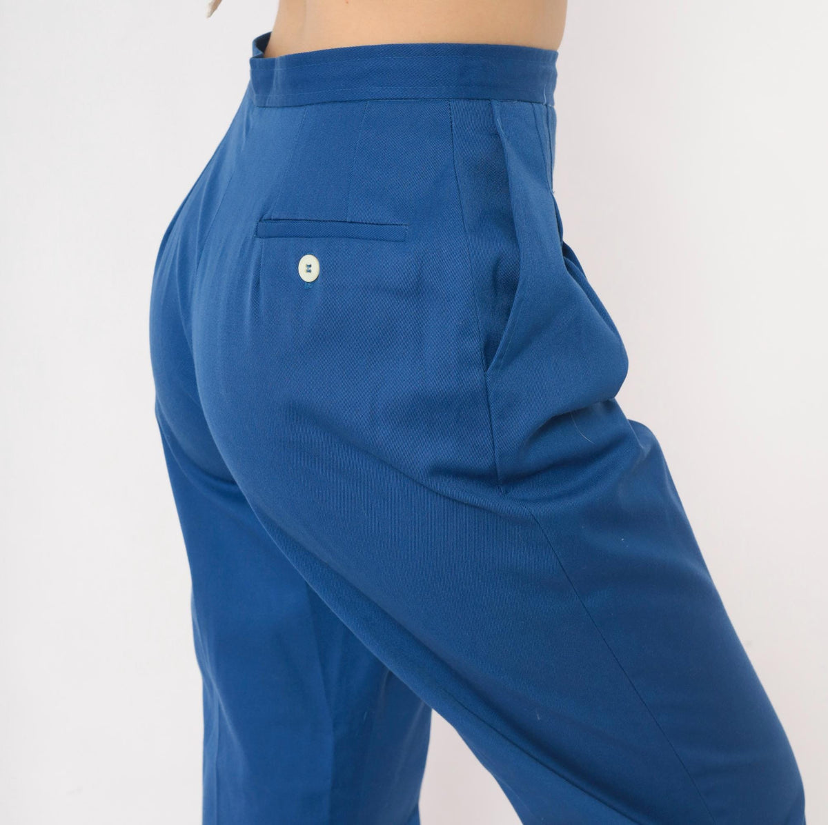 70s Evan-Picone Cobalt High-Waist Pleated Trousers Straight Leg Small S